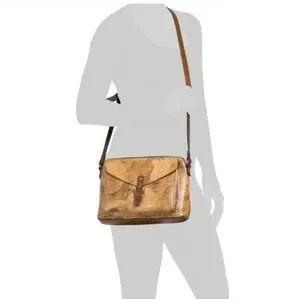 Patricia Nash Avellino Leather Crossbody Bag – Woven Latte Leather, Gold Accents, Adjustable Strap, Multiple Pockets - View #6